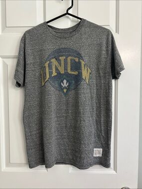 UNCW Gray Heather Cotton Tee with Gold Logo